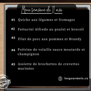 Menu de la semaine – Familial – 11 mai 2026