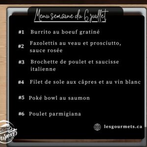 Menu de la semaine - Individuel - 6 juillet 2026